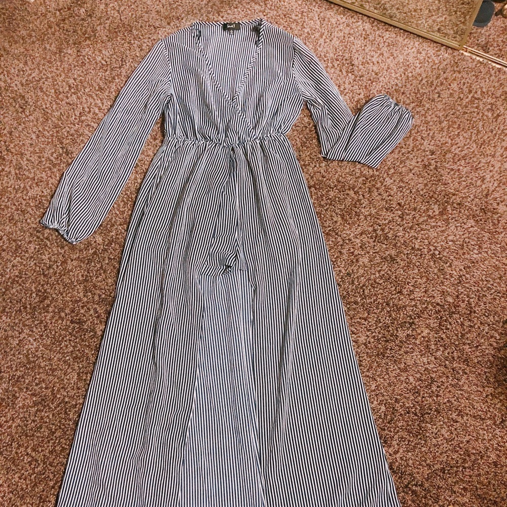 Stripe Shirred Maxi Dess